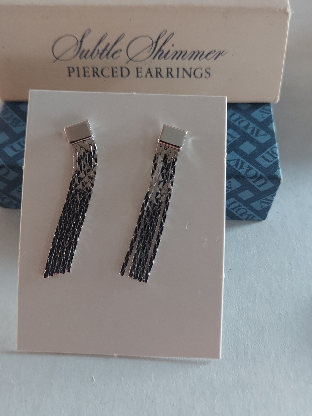 Vintage Avon Subtle Shimmer Silver Tassel Dangle Earrings